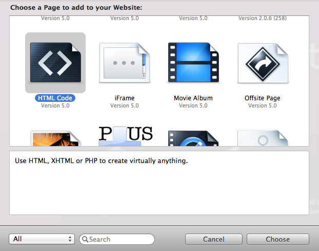 Add a HTML page type to your RapidWeaver project