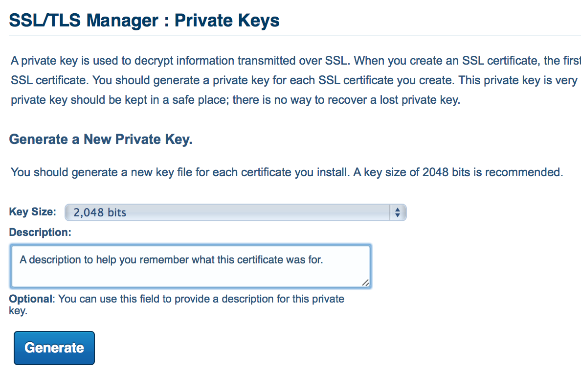Generate the public and private keys