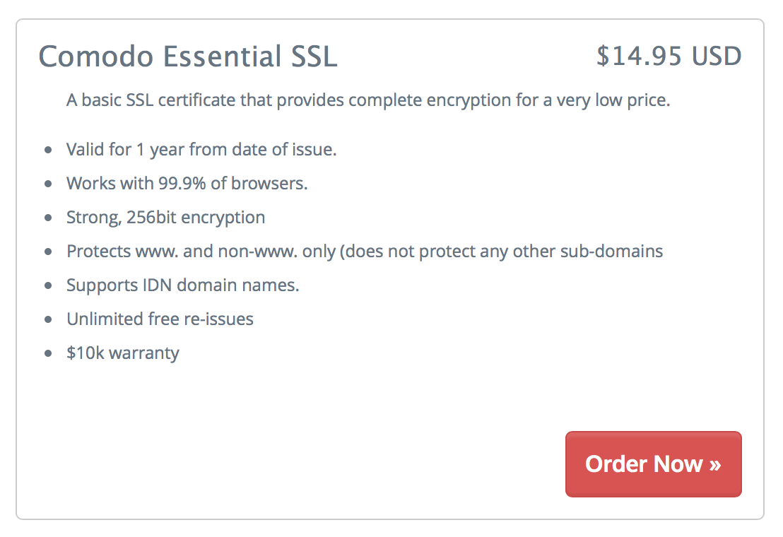 Purchasing a standard SSL certificate at Chillidog Hosting