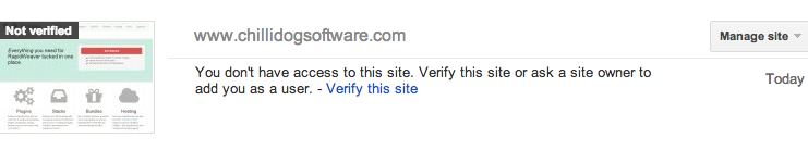 Unverified site in Google Webmaster Tools