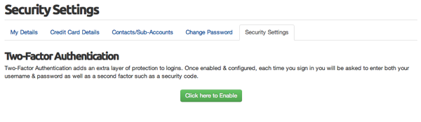 Enable two step auth